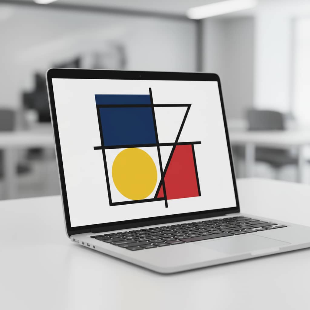 close-up view of a bold minimalist design on a computer