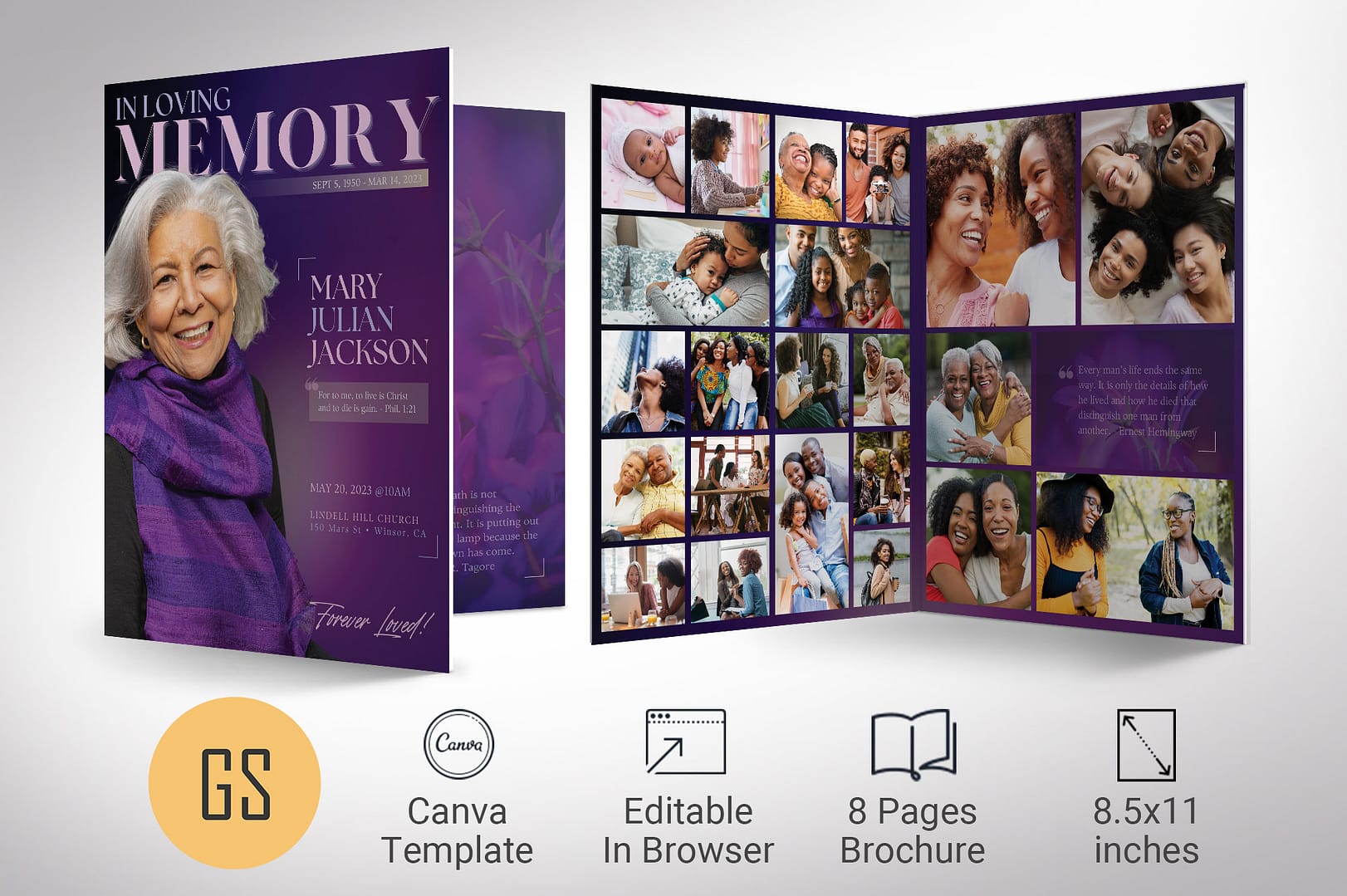Magazine-Style Funeral Program Canva Template