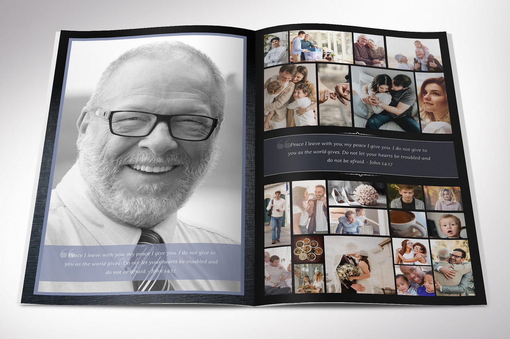 Brushed Metal Funeral Program Template for Canva