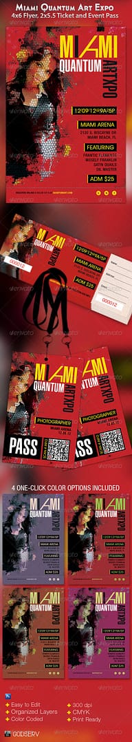 Miami Art Expo Flyer, Ticket and Event Pass