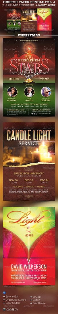Church Flyer Template Bundle Vol 4 - Christmas