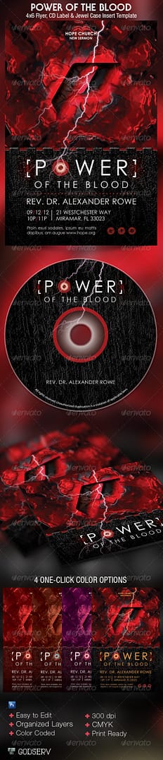 Power of The Blood Church Flyer and CD Template
