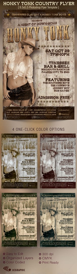 Honky Tonk Country Flyer Template