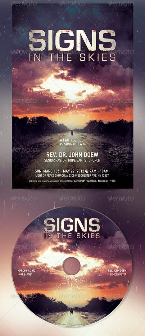 Signs In The Skies Church Flyer, and CD Template