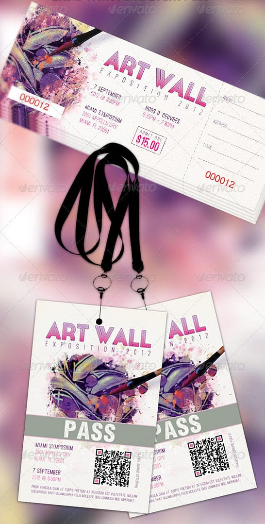 Art Expo Ticket Plus Event Pass Photoshop Template