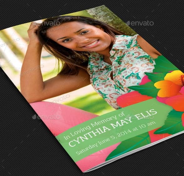 Hibiscus Funeral Program Template
