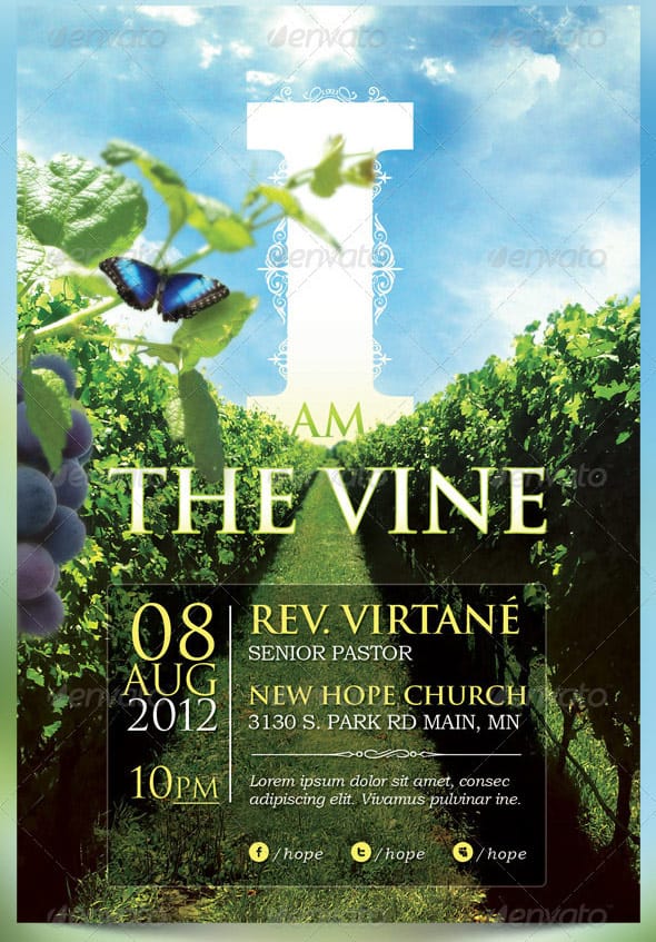 I Am The Vine Church Flyer Template