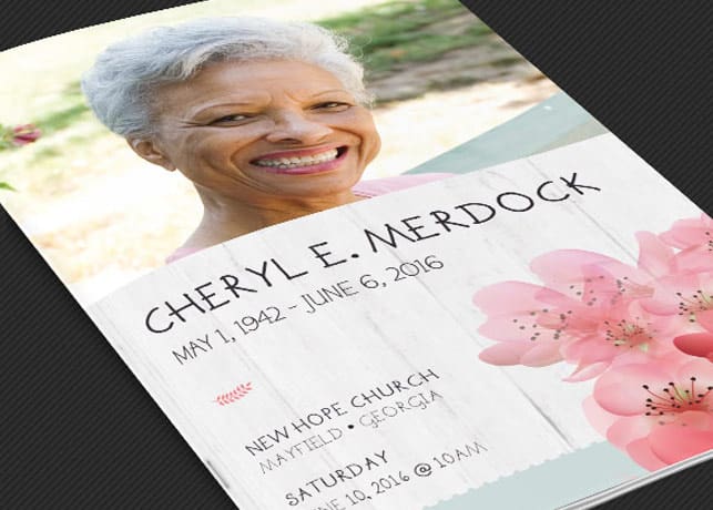 Magnolia Funeral Program Template