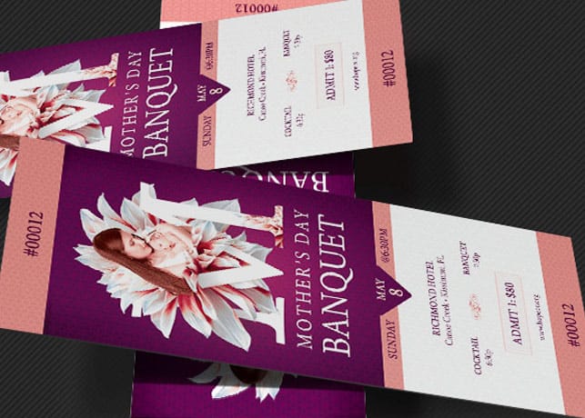 Mothers Day Banquet Ticket Photoshop Template