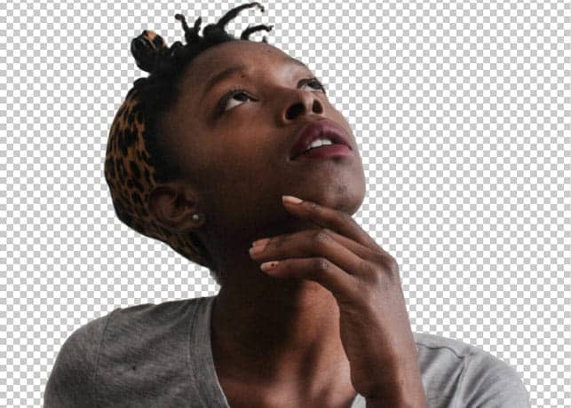 Woman Looking Up Photoshop Knockout